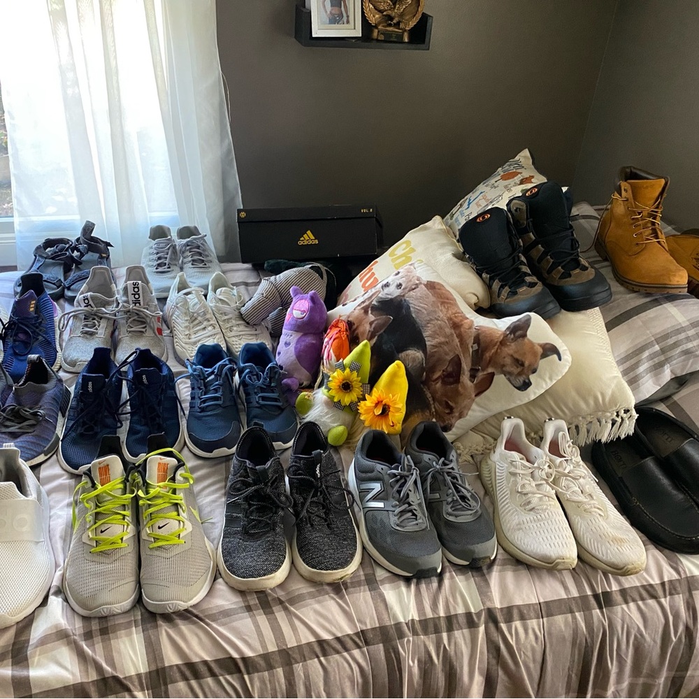 All shoes are 11.5 US in size. Everything you see is used , most very little.